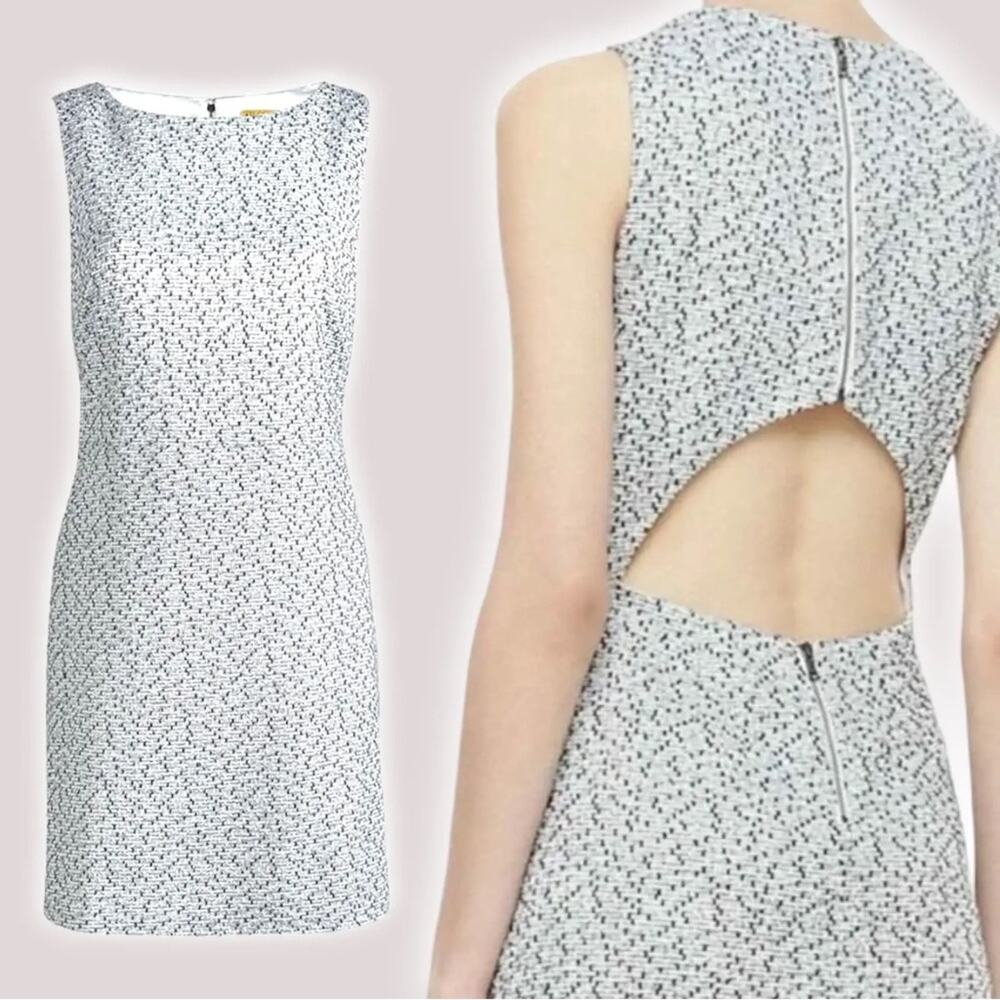 Alice and Olivia Monochrome Textured Cut Out Back Detail Dress